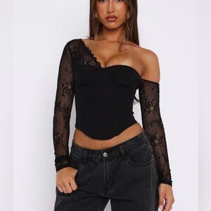 Time Will Tell Long Sleeve Bustier Black Top